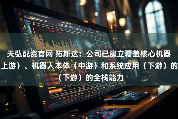 天弘配资官网 拓斯达:公司已建立覆盖核心机器人部件(上游)、机器人本体(中游)和系统应用(下游)的全栈能力